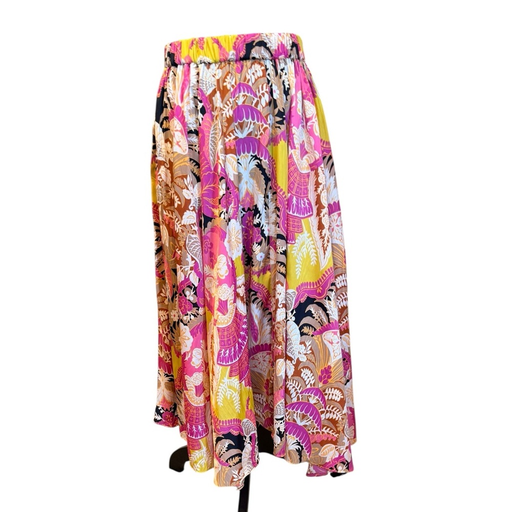 Anthropologie Skirt Midi Maxi Flowy Floral Print Sleek Dusty Pink Black Small - Picture 6 of 8